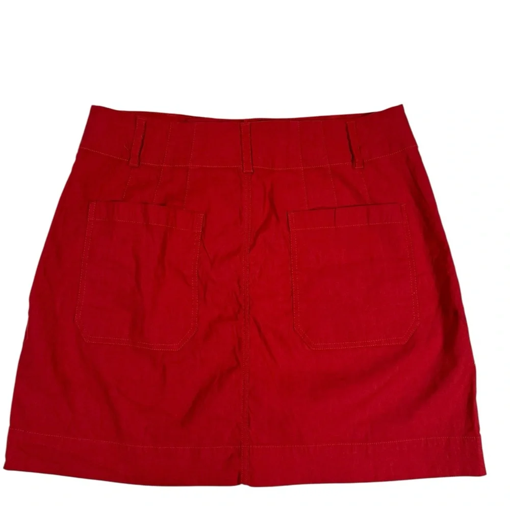 Maeve by Anthropologie Red Skirt Womens Large Pockets Linen Blend NEW Read Desc - Picture 2 of 9